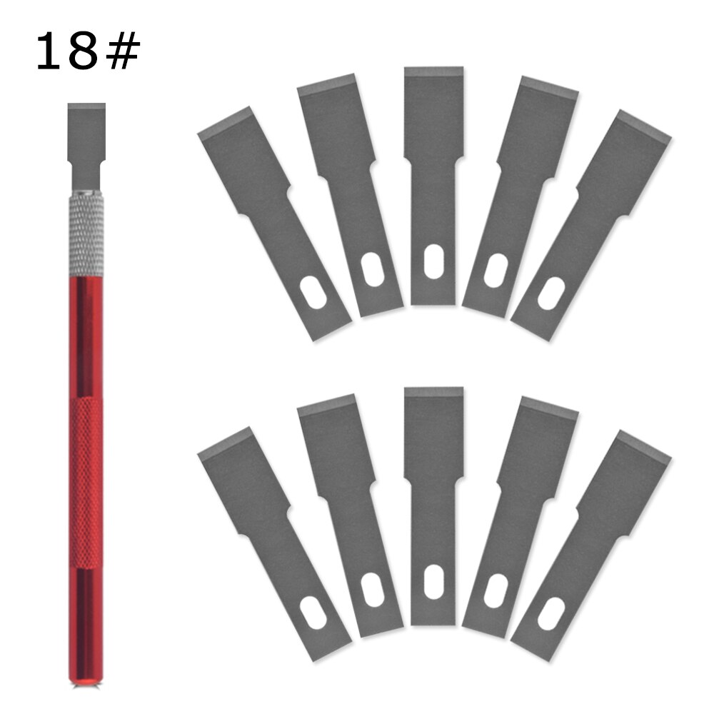 1 Knife Handle with 10 Blade Replacement 11# PCB Repair Wood Carving Tools Sculpture Engraving Knife DIY Cutting Tool: No18set