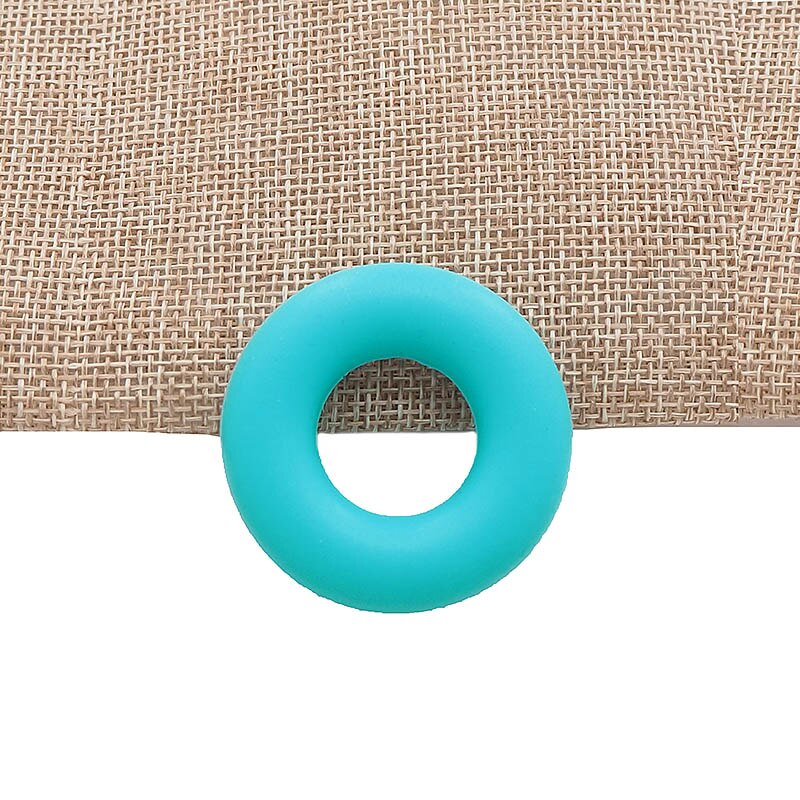 Chenkai-anneau de dentition Silicone sans BPA | Perles de donuts pour bébé, pour la fabrication bricolage, accessoires de jouets, 50 pièces: Turquoise