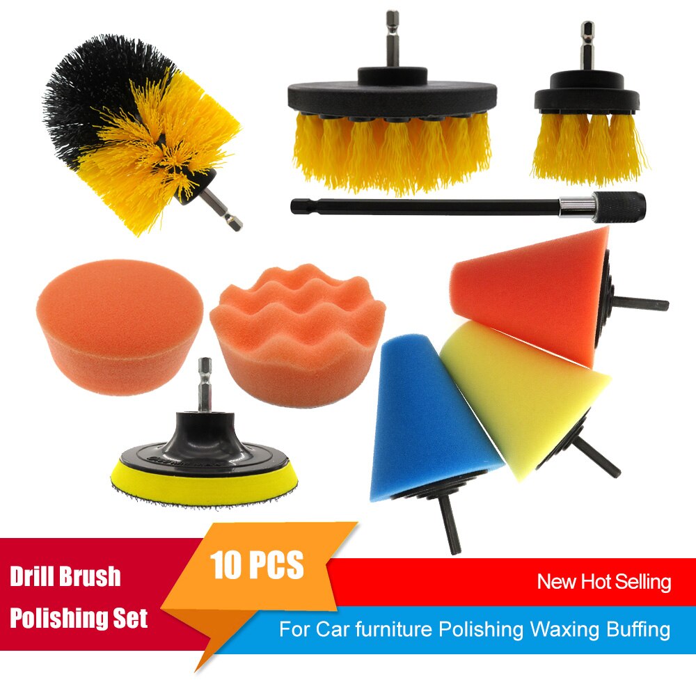 10 sztuk zestaw szczotek robić wiertarki mocne ścieranie szczotka druciana gąbka gąbka robić peelingu koła samochodowe centrum samochód łazienka sprzątanie kuchni Polishig: Default Title