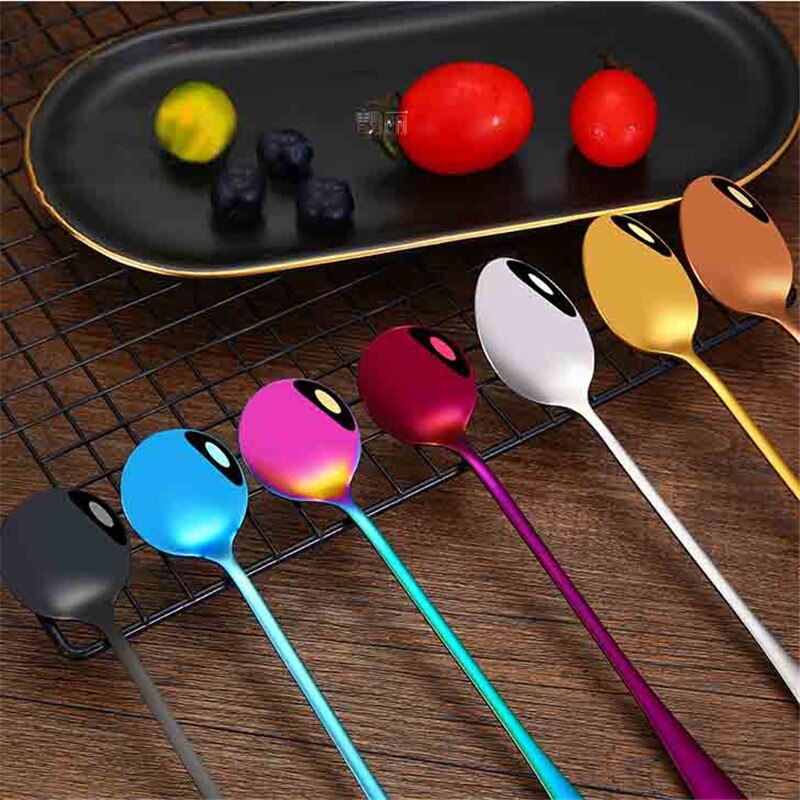 SEEAN Wood Soup Coffee Spoons Teaspoon for Eating Mixing Stirring Cooking, Long Handle Spoon with Japanese Style Kitchen Utensil