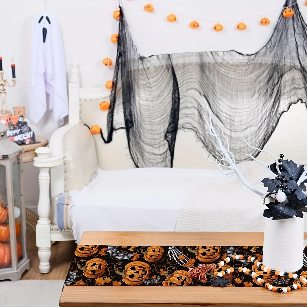 Bohemisk halloween 1 halloween-tema bordlöpare dekoration pumpa fladdermus skalle element lämplig för fest festival dekoration