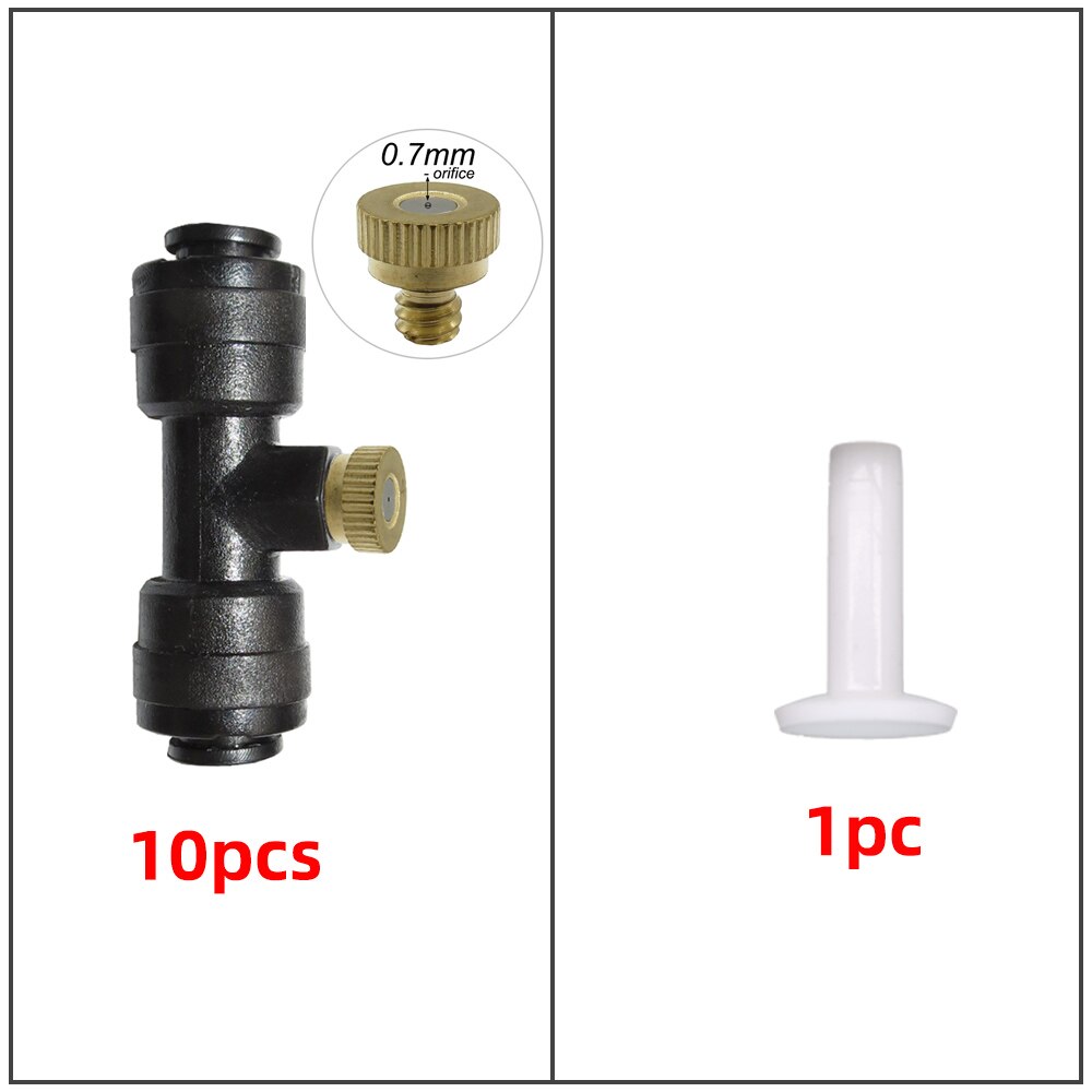 Brass Atomizing Nozzles 1/4 Inch Sliding Lock Tee Connector Garden Spray Nozzle Kit For Outdoor Patio Atomization Cooling System: F