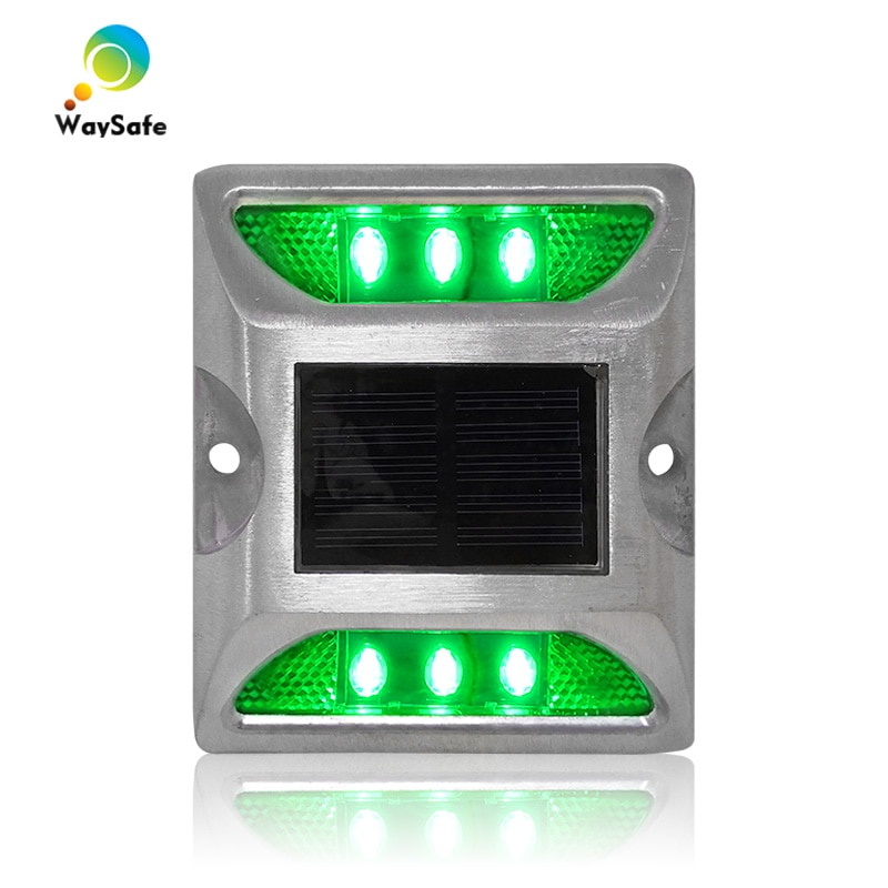 Hoge waterdichte groene LED constant licht modus solar weg stud marker