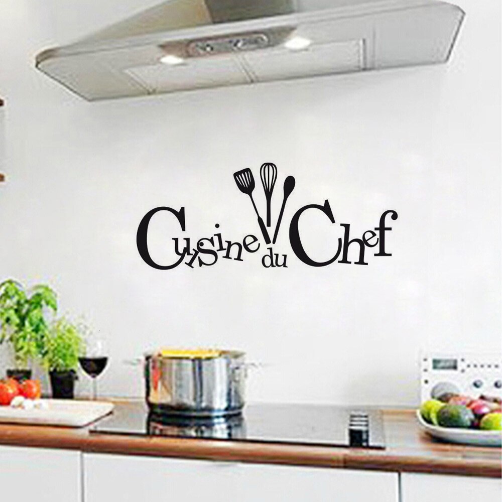 Vinyl Pvc Muur Sticker Franse Quotes "Chef 'S Kitchen" Decoratie