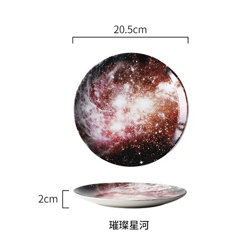 Star universe plate set ceramic tableware dessert steak bread dinner plate set dishes kitchen decoration 8 inch WF: B