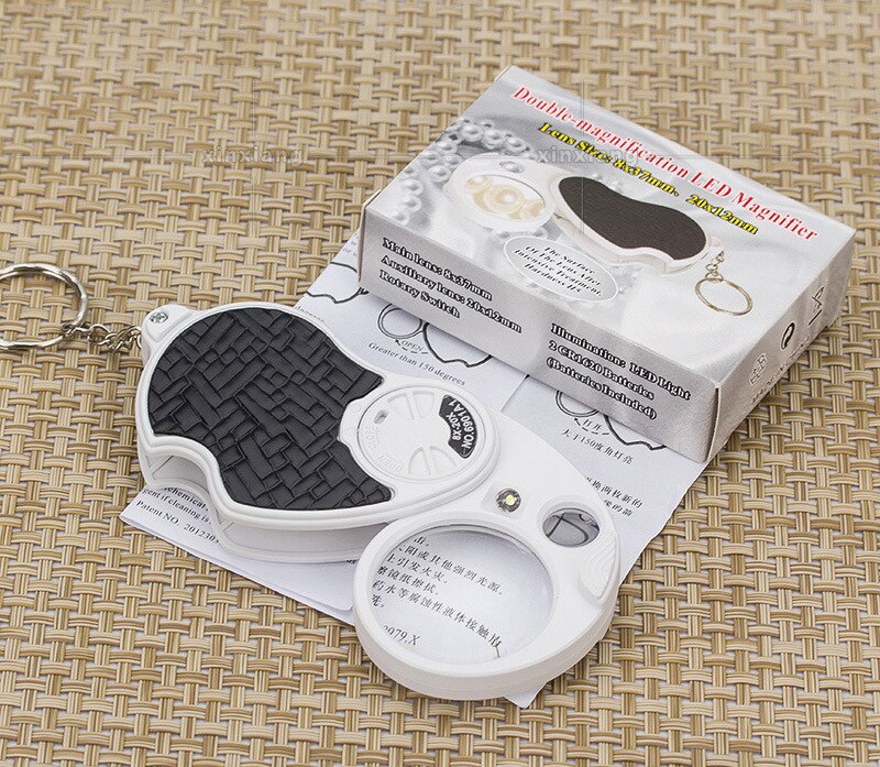 Folding Jeweler's Glasses 8X 20X Jewelry Magnifier Portable Pocket Magnifying Glass Jewelry Magnifier Lupa Mini Microscope Loupe: Black