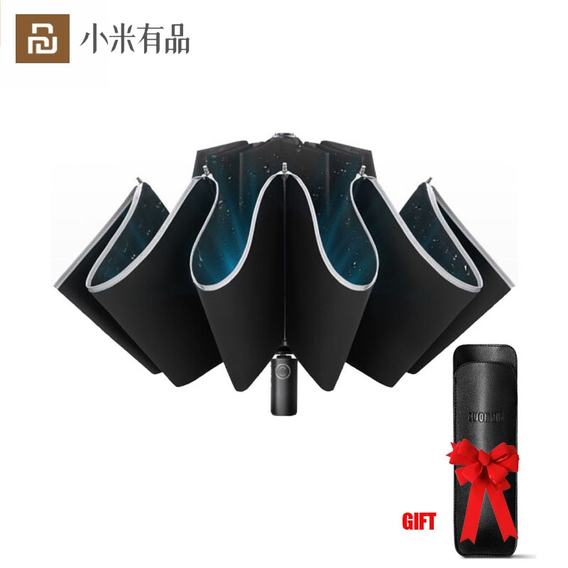 Xiaomi Youpin Zuodu Automatische Reverse Paraplu Reflecterende Strip Opvouwbare Mannen Vrouwen Draagbare Winddicht Anti-Uv Met Led-verlichting