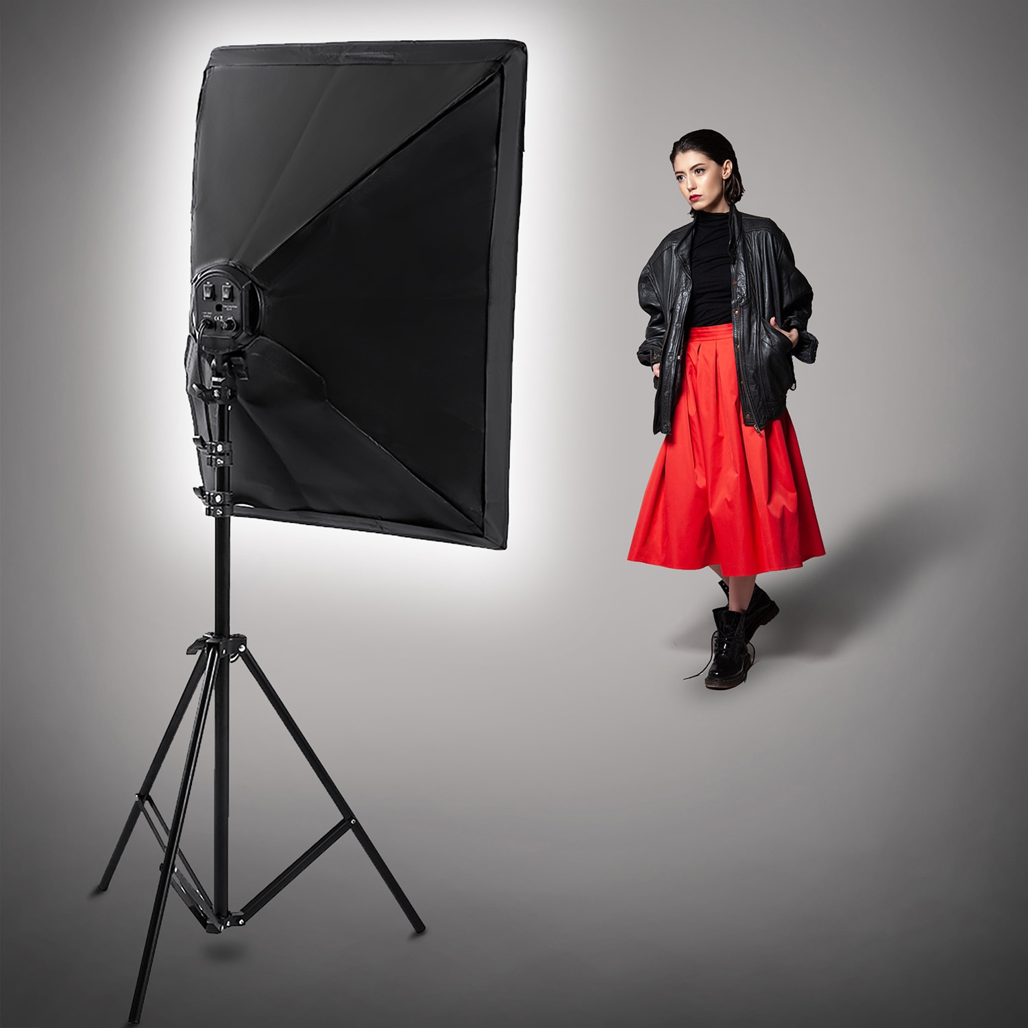 Photography Lighting Kit - 2M Tripod Stand + Softbox + 50W Dimmable LED Lamp for Video Shooting