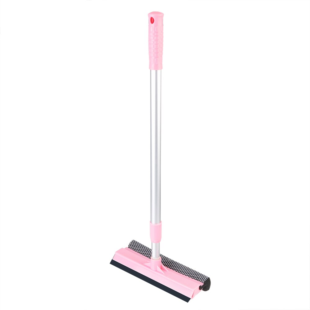 Glassvindusrenser rengjøringsverktøy for hjemmet teleskopstang 2 in 1 justerbart vindusglassrenser wiper nal svamp: Rosa