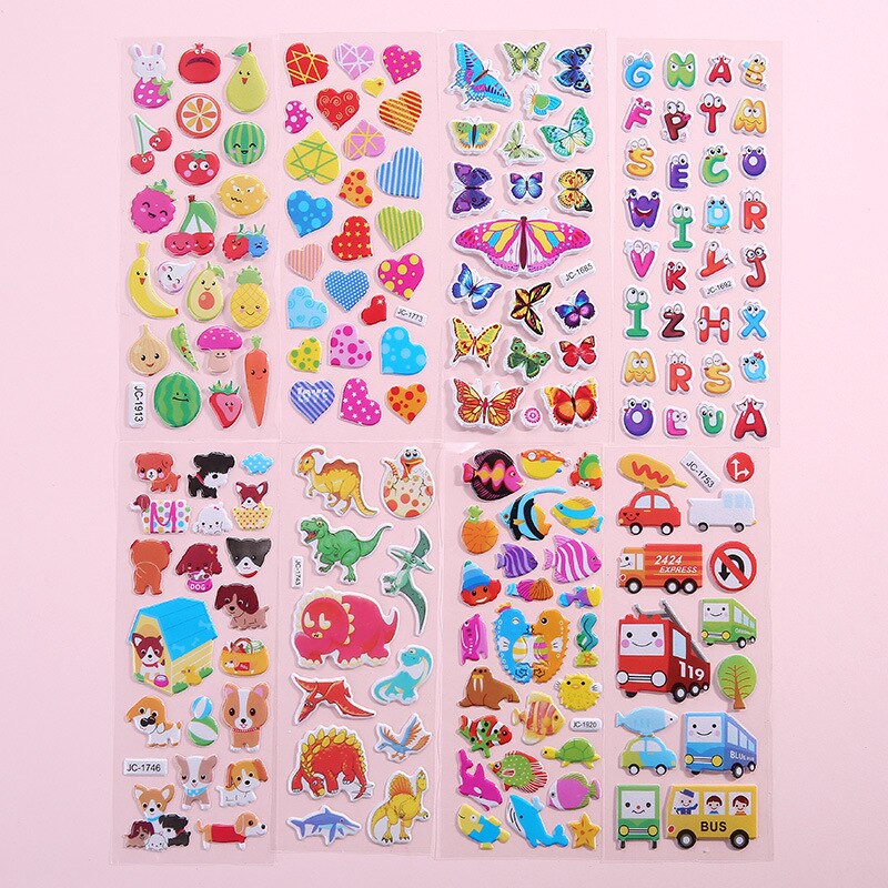 Cute Cartoon Animal Scrapbooking Bubble Puffy Stickers Reward Kids Toys Animal/Car/Fruit/Love Sticker DIY 3D