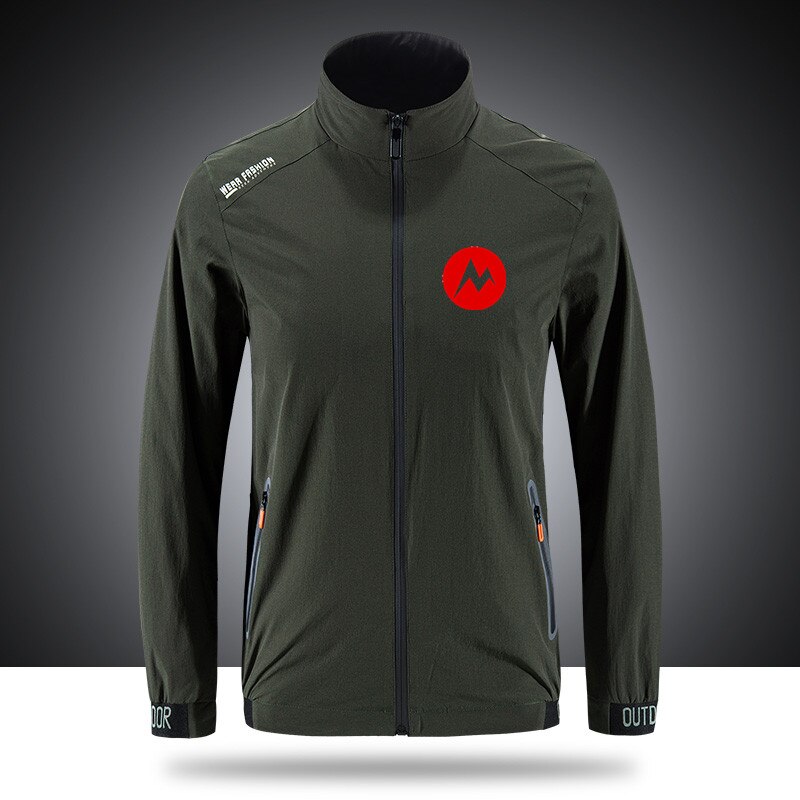Red Single M Marmot Logo Slim Sport Street Windbreaker Zipper Thin Jacket Men's Casual Front Printing Jacket Asian Size: 2 army green / XL