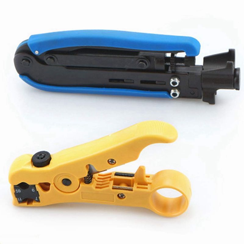 RG6 RG59 RG11 Einstellbare Koaxialkabel Crimper Stripper Kompression Hand Werkzeug koax Kabel Kabelklemmzangen Stripper Werkzeug