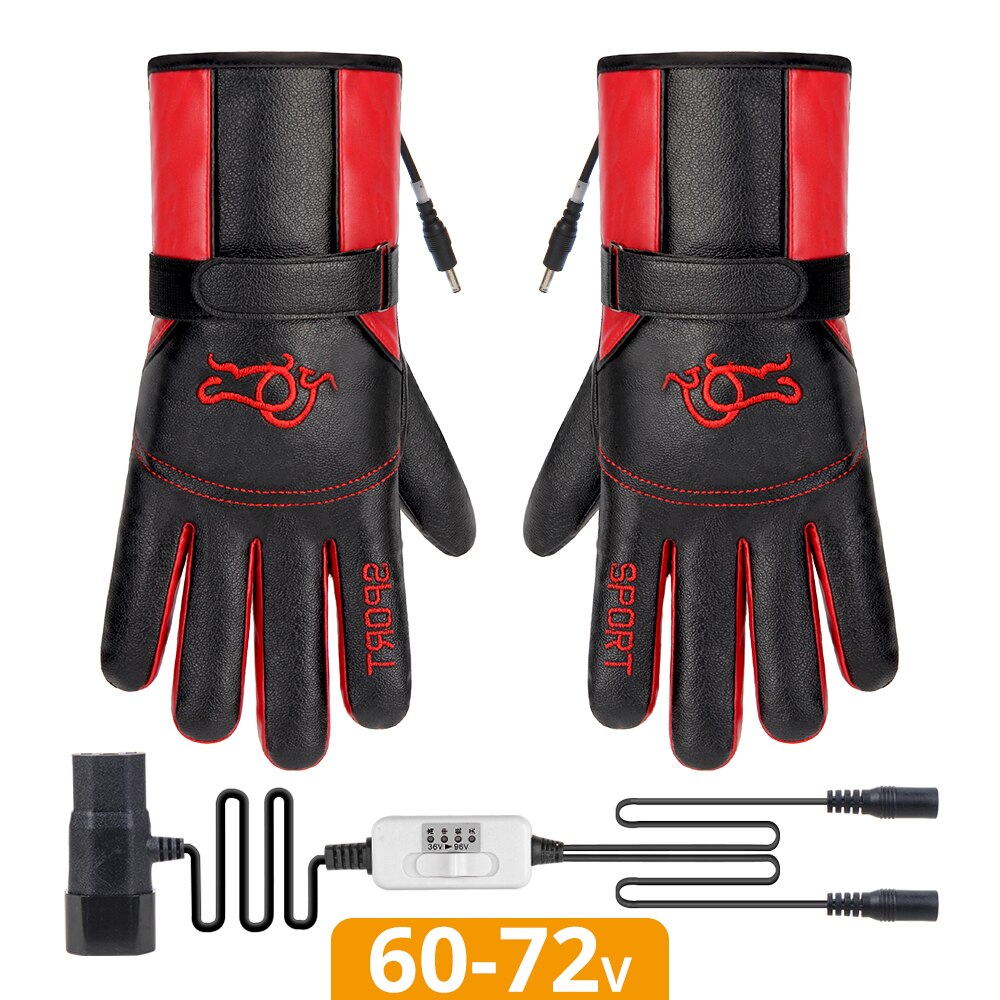 Heated Motorcycle Gloves Waterproof Heated Guantes Moto Touch Screen Battery Powered Motorbike Racing Riding Gloves Winter: Electric 60V-72V RD