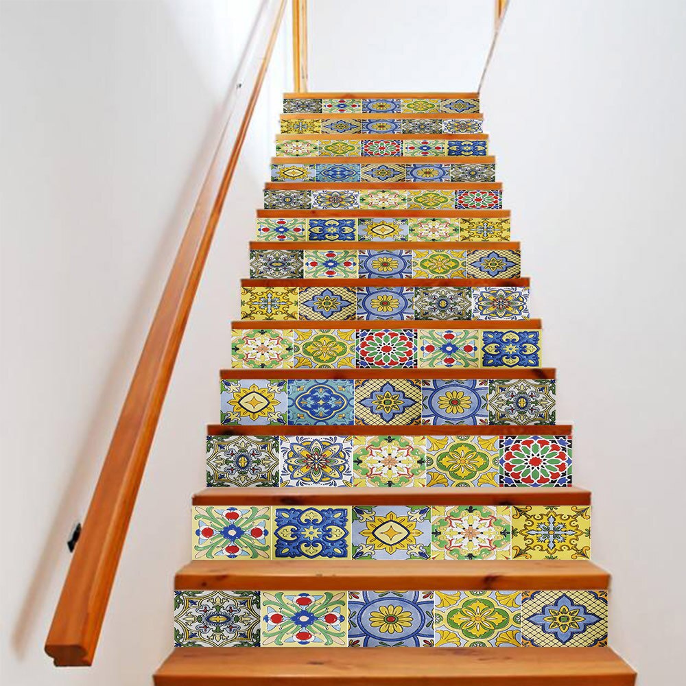 13pcs PVC thickened step stickers decorative home stairs stickers waterproof wall stickers waterproof and tile stickers