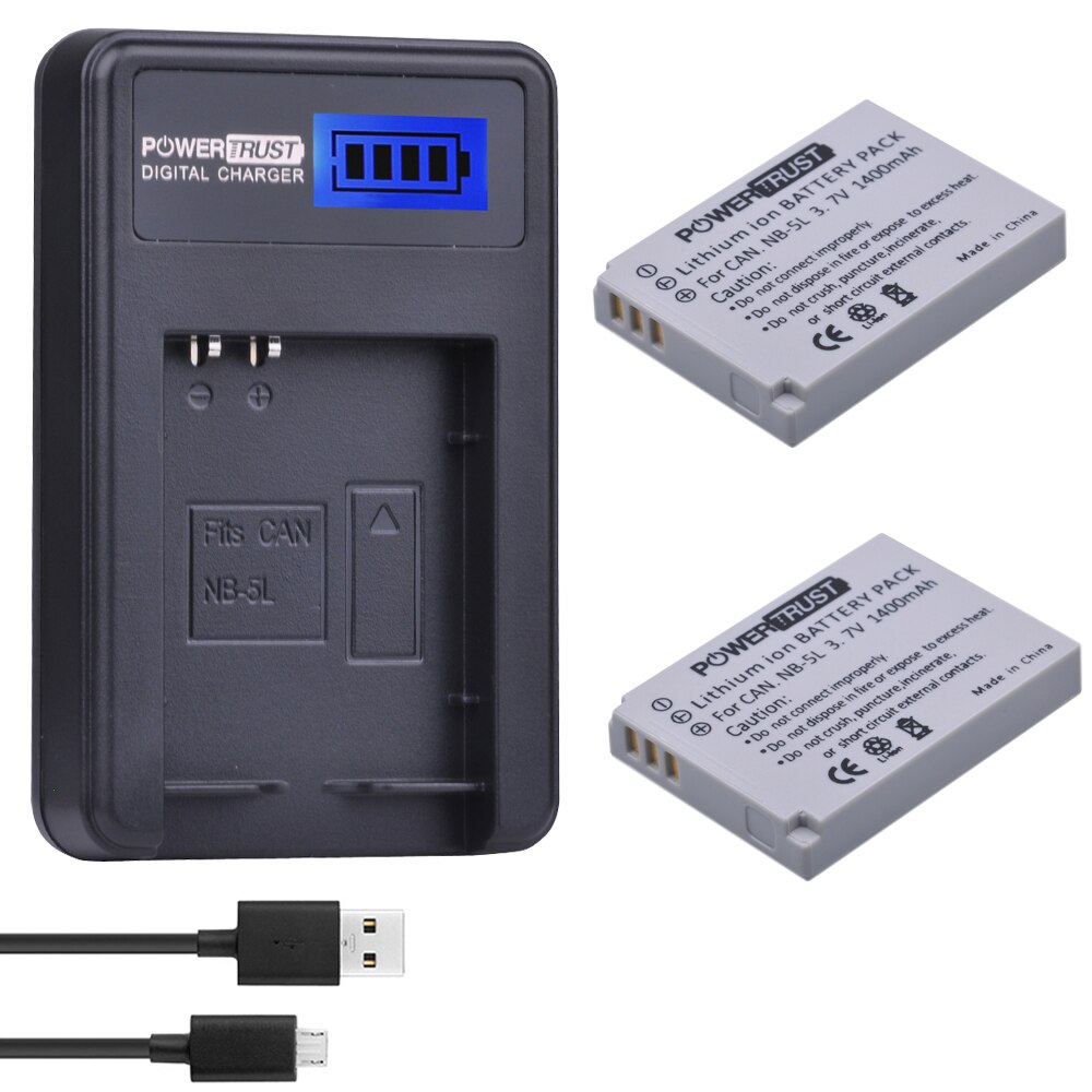 1Pcs NB-5L NB 5L NB5L Camera Battery + LCD USB Charger For Canon S110 SX200 SX210 SX220 SX230 IS HS IXUS 850 870 800 860 990: 2Battery and Charger