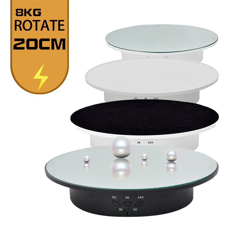 Rotating Display Stand - 20x20x4cm - Electric Turntable for Product Photography, Jewelry, Video Shooting