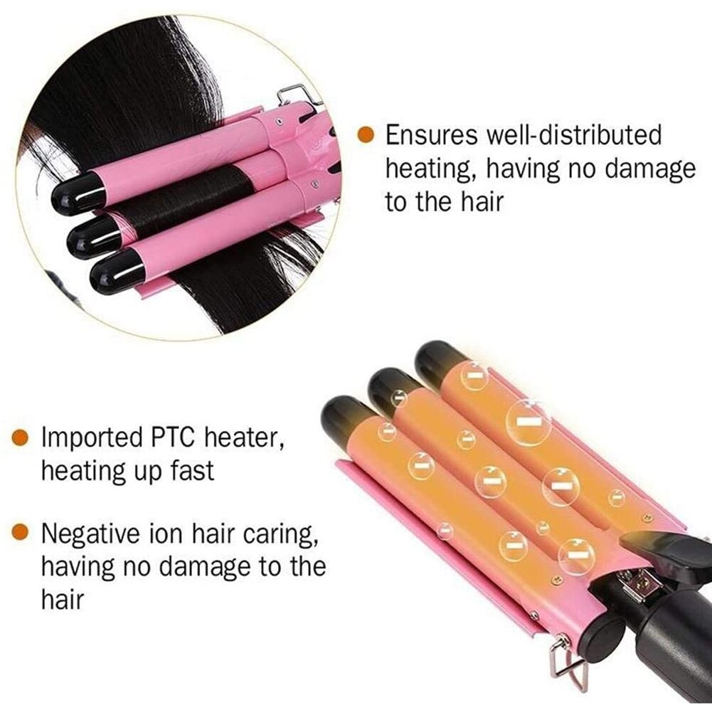 Electric Hair Curler Ceramic Triple Barrel Hair Styler Glaze Curly Hair Wand Curling Iron Hair Waver Styling Tools