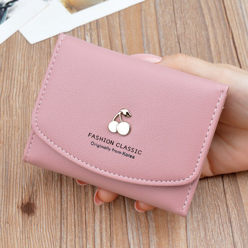 Portefeuille pour femmes nouveaux étudiants court pliant multi-fonctionnel sac à main pochette xiao décontracté en cuir porte-monnaie pour fille porte-carte: Pink
