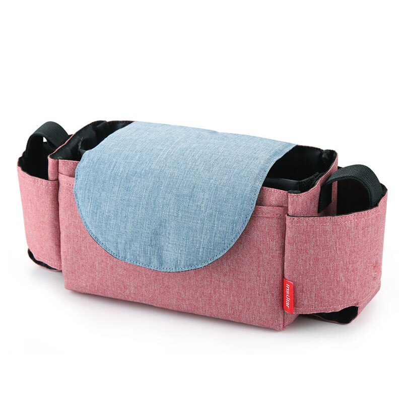 Baby Stroller Accessories Bag Waterproof Cup Bag Stroller Organizer Baby Carriage Pram Buggy Cart Bottle Bag Cartoon Car Bag: pink 30x13x19cm