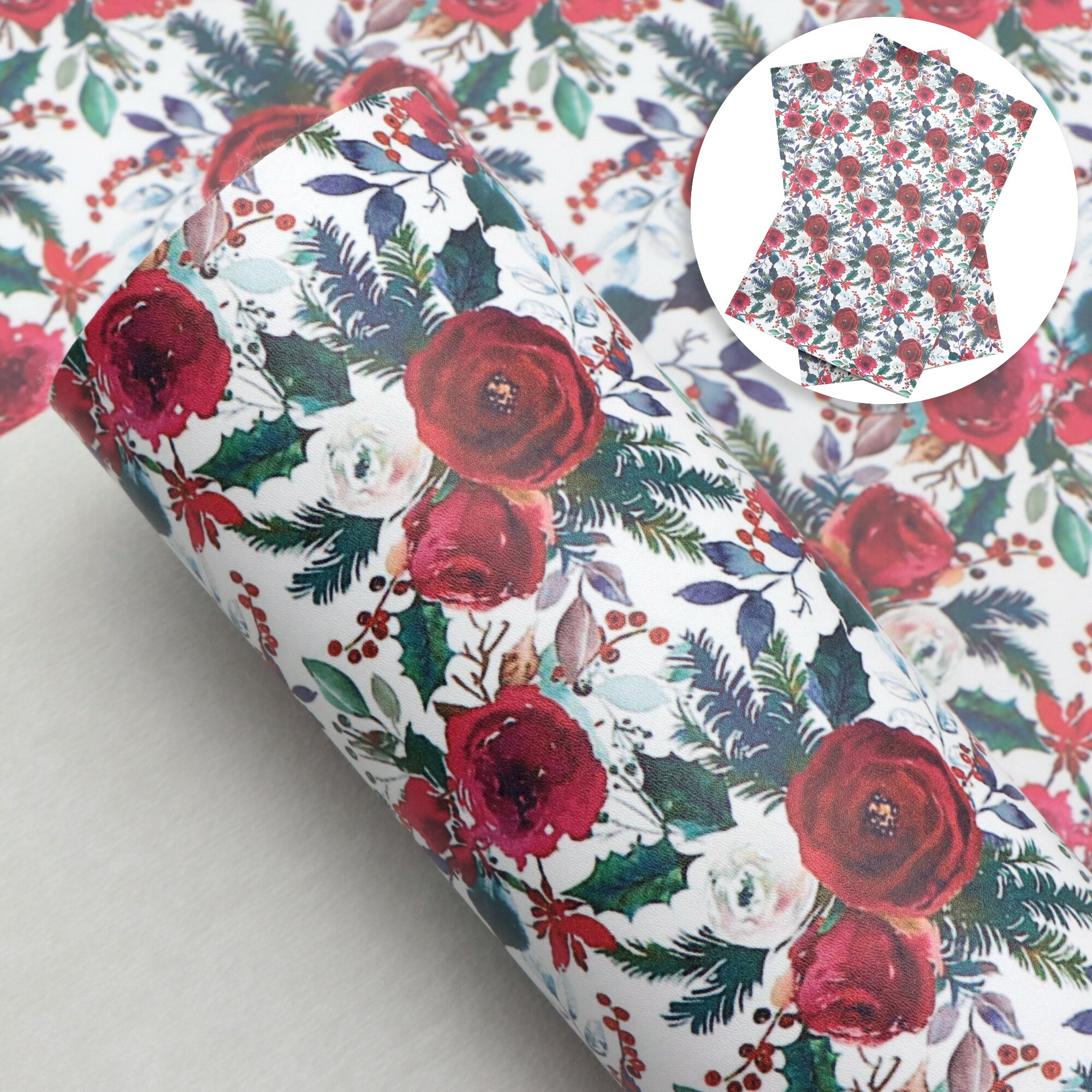 Gladde Textuur Faux Kunstleer Vel Bloemenprint Synthetisch Leer Stof Voor Bow Ambachten Diy Handgemaakte Materiaal, 1Yc20883: 1110959028 / Half Yard 50 X120cm