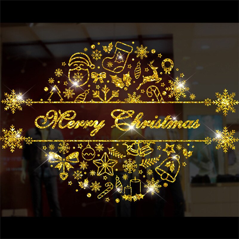 Large Merry Christmas Wall Sticker Stylish Santa Window Room Decoration PVC Year Home Decor Removable