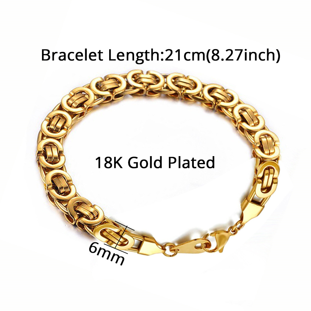 Mais novo 316l pulseira de aço inoxidável das mulheres dos homens wholelsale pulseira 4mm cor ouro masculino mão elo corrente pulseira hip hop jóias: Banhado a ouro antigo