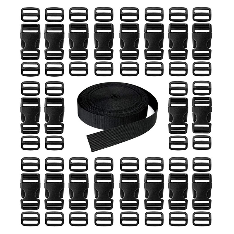 Buckles Straps Set,Release Plastic Buckle Dual Adjustable, 21 Yard Polyester Webbing Strap Band For Luggage Backpack DIY: Default Title
