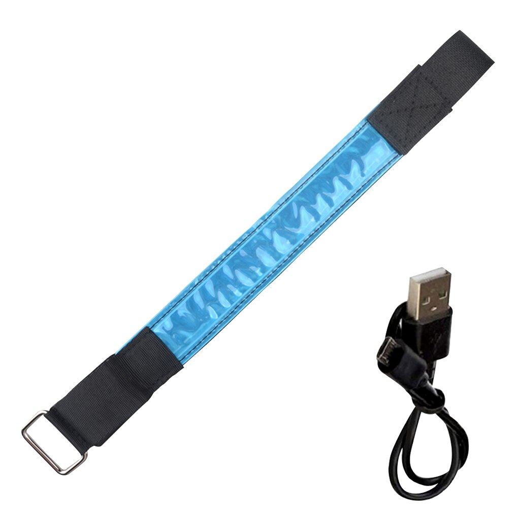 Arm Band Reflecterende Oplaadbare Running Led Armband Verstelbare Night Veiligheid Lichtgevende Band: Blue