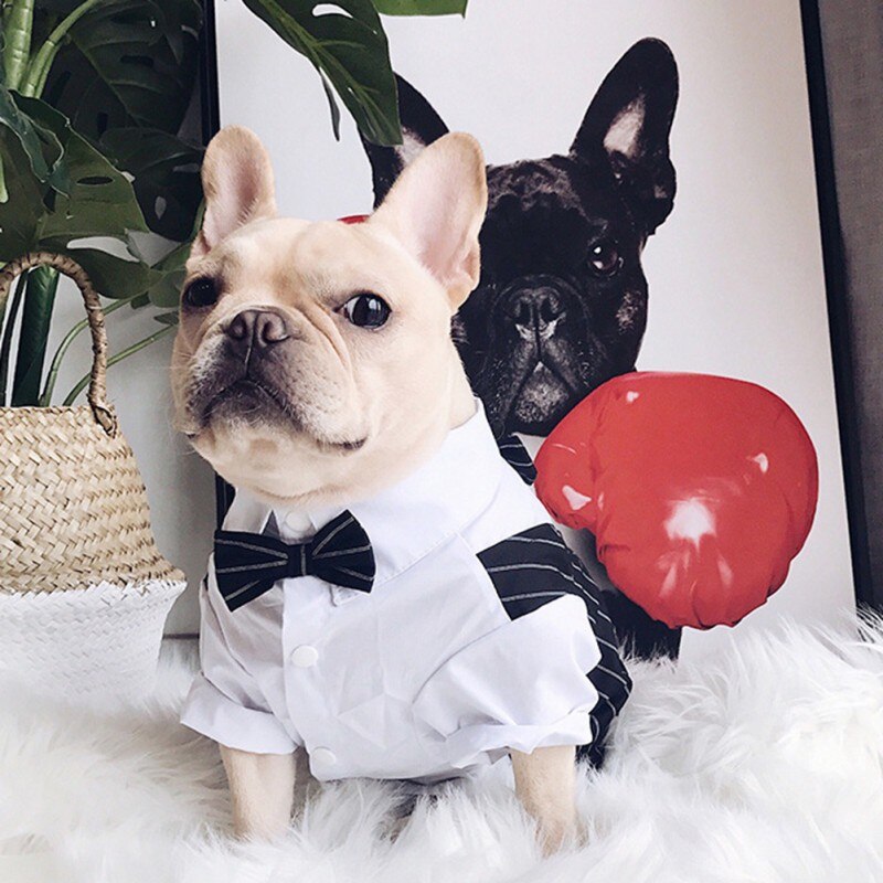 Camisa para perro, traje para mascota, ropa para perro pequeño, pajarita, camisa de boda, disfraz Formal, esmoquin con pajarita, ropa para cachorro, Gato y Bulldog