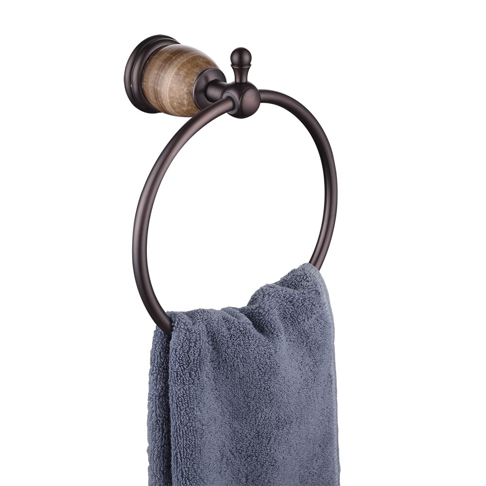 Handdoekring Badkamer Handdoek Hanger Holder Massief Messing, Wall Mount, Bruin/Zwart/Wit