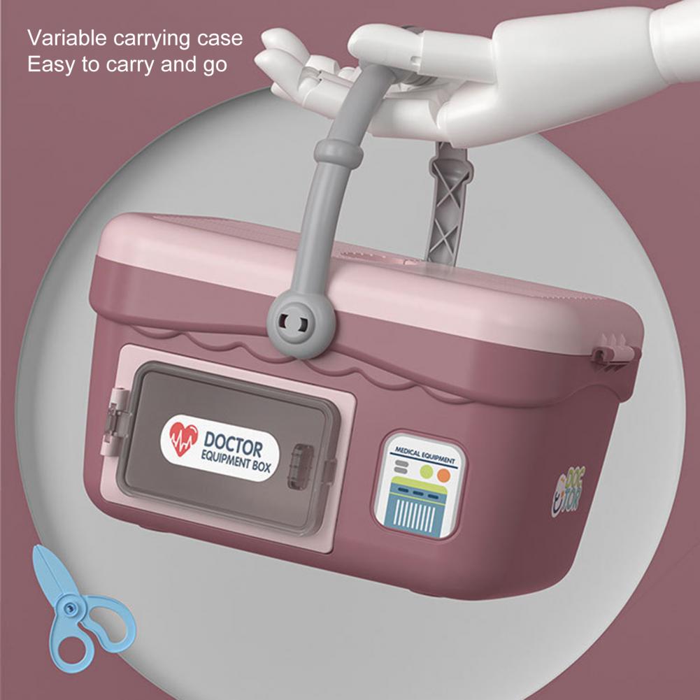 18Pcs/Set Pretend Play Toy Fully Equipped Long Lifespan Plastic Medicals Suitcase Pretend Play Toy for Household