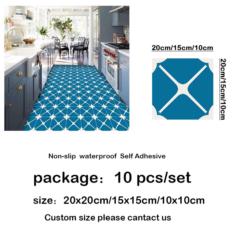 10pcs Waterproof Bathroom Livingroom Floor Tile Stickers Adhesive PVC Retro Sticker Non-Slip DIY Home Decor 10/15/20/30cm: 3 / 30cmx30cmx10pcs