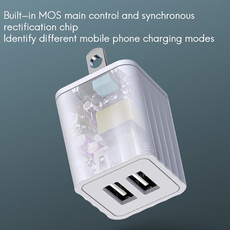2.1A Dual USB Charger, Folding Foot Dual Port Charger, Portable Power Adapter Wall Charger with Foldable Plug(US Plug)
