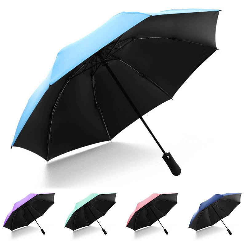 Solid Color Fully Automatic Folding Umbrella Business Gentleman An Open Short Handle Umbrella