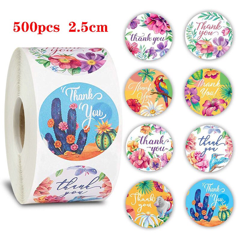 500PCS/Roll Thank You Stickers Handmade Sticker Circle Stationery Thank You For Your Order Seal Labels Thank You Sticker: 2