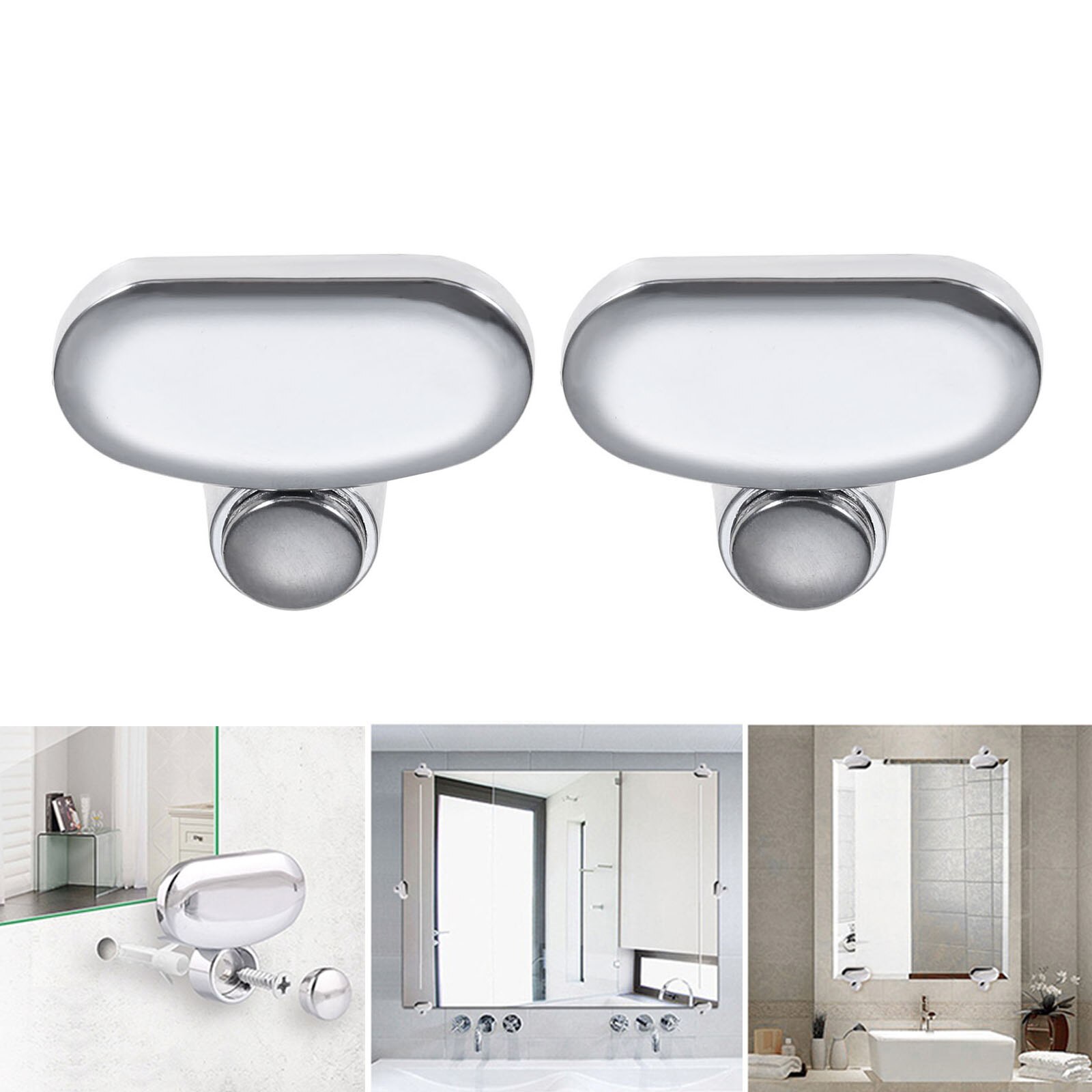 2/4Pcs Frameloze Spiegel Clip Wall Mount Glasklem Spiegel Hinger Spiegel Bevestiging Accessoires Voor Badkamer Houten Reclame board