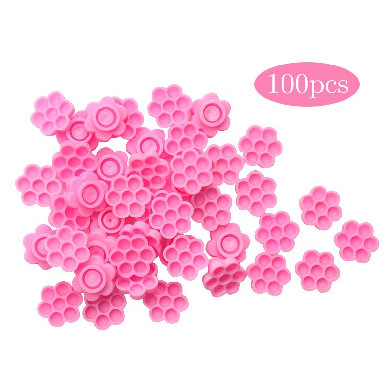 False Eyelash Extension Stand Pad Pallet Lashes Holder Lash Extension Supplies With Tick Mark Blossom Cup Lash Extension Tools: 100pcs pink