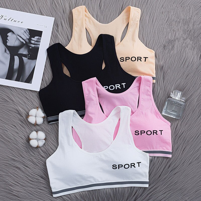 Development Primary Middle School Students Summer Bra Letters Sports Vest Girls Underwear Girl Pure Cotton Wrapped Chest Bras