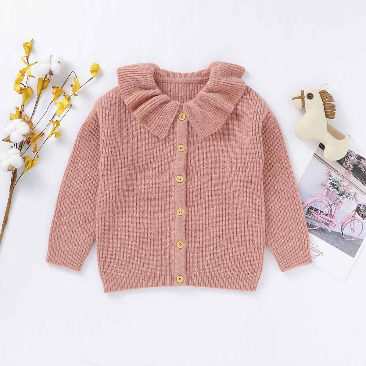 Emmababy 6-10Year Kid Meisjes Herfst Trui Jas Lange Mouw Enkele Breasted Jasje Trui Jas