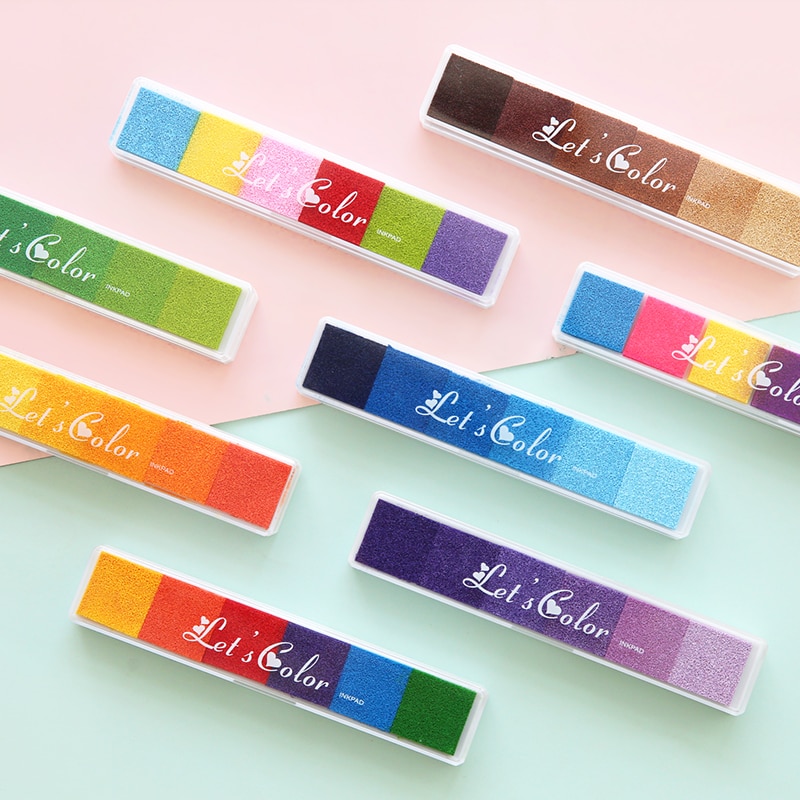 6 farben Bar Stempelkissen Regenbogen Farbverlauf Tinte Pad für Stempel Druck DIY Handgemachten Tagebuch Tagebuch Dekoration Büro Schule 6333