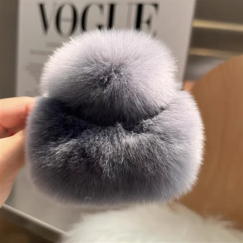 DuoShang automne et hiver loutre fourrure de lapin griffe de cheveux grand carré en peluche pinces à cheveux doux crabe pinces à cheveux femmes accessoires de cheveux: Bourgogne