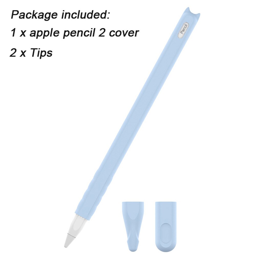 Étui en Silicone souple pour Apple Pencil 2 iPad Pro, 1 ensemble, housse de protection, embout enroulé, adaptateur de câble, sangle de connexion Anti-perte