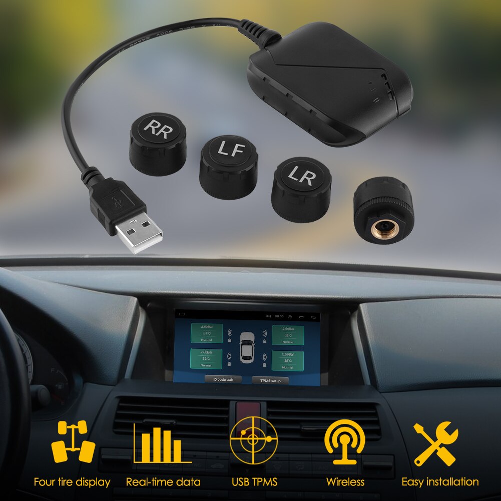 USB 3.0 TPMS for Android Car Radio DVD Player Tire Pressure Monitoring System Built-in APK with Internal External Sensor