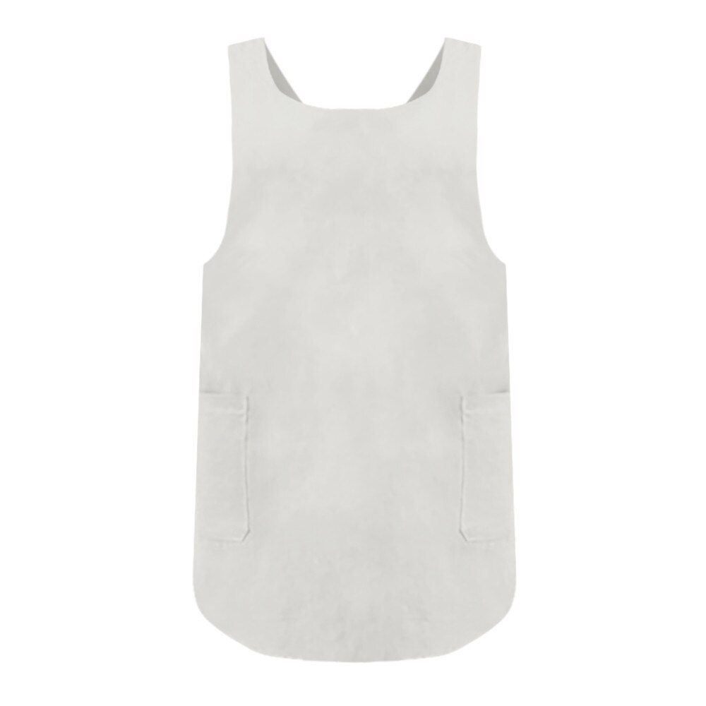 Delantal trasero cruzado de lino de algodón para mujer, delantales japoneses para tareas del hogar Cocina, delantales para mujer impermeables con bolsillo navidad: Beige 