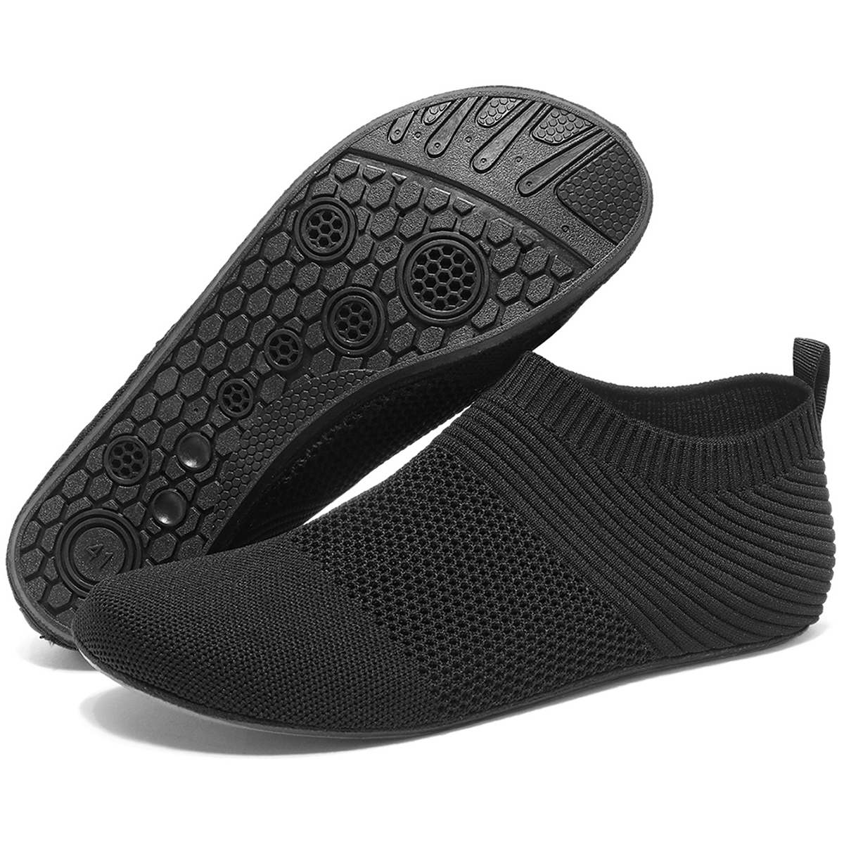 Chaussures aquatiques pieds nus pour hommes, chaussettes aquatiques à séchage rapide pour la plage, la natation, le surf, les sports nautiques: Black / 39