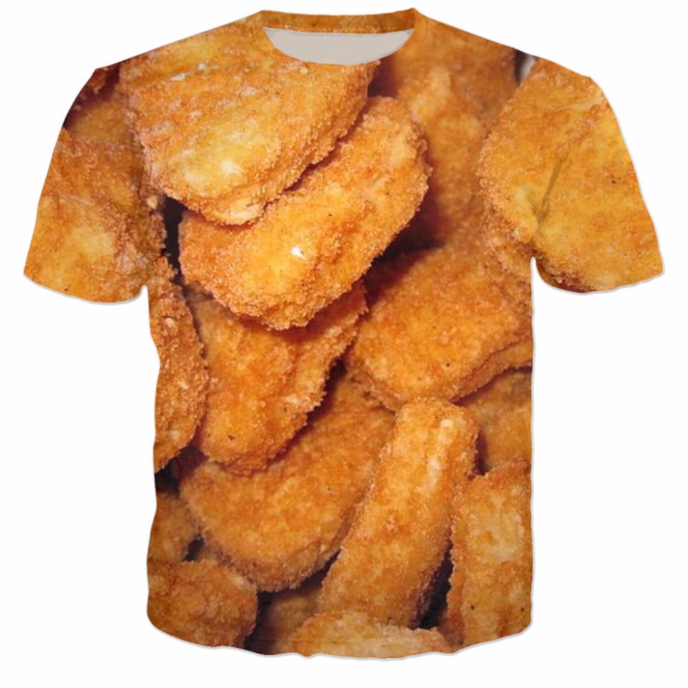 Chicken Nuggets 3D Printed T-Shirt Casual Tee Short Sleeve O-Neck Chicken Food Tops Unisex Aesthetic Style Clothing shirts