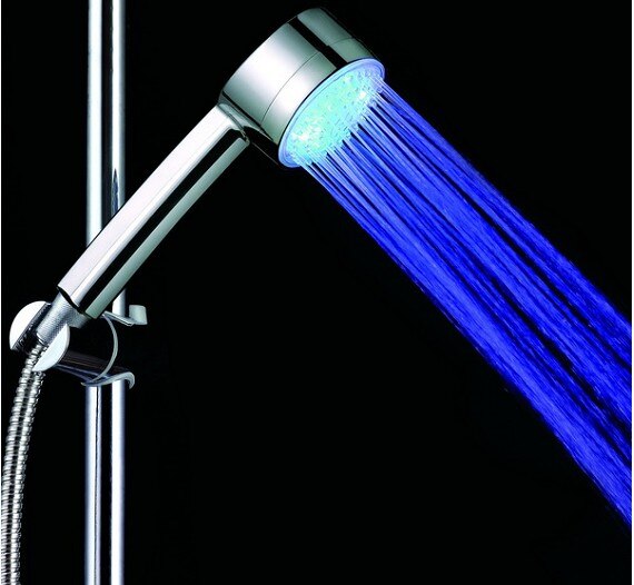 Waterbesparende Kleur Veranderende Led Douchekop Filter Met Slang, Light Up Regen Temperatuurregeling 3 Kleur Douchekop: Round