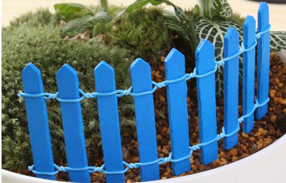 Multicolor Hout Hek Palissade Miniatuur Fairy Tuin Home Huizen Decoratie Mini Craft Micro Landschapsarchitectuur Decor DIY Accessoires: Blauw