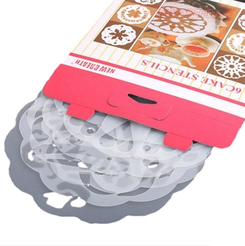 6 stks/set Stencil Gereedschap Bakken Levert Taart Tiramisu Top Decoratie Set keuken accessoires Plastic