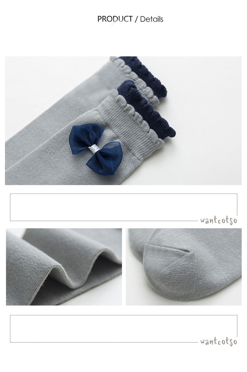 Kids Sokken Peuters Meisjes Kleine Strik Side Knie Hoge Lange Zachte Katoen Kant Baby Been Warmers Kniekousen Meisje 3-12T